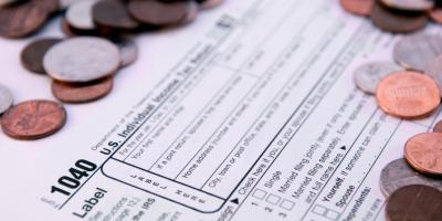 tax form and coins